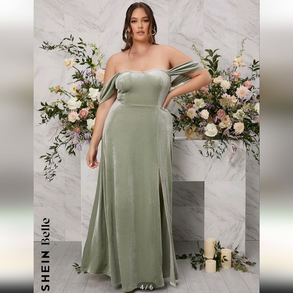 Mint off shoulder dress
